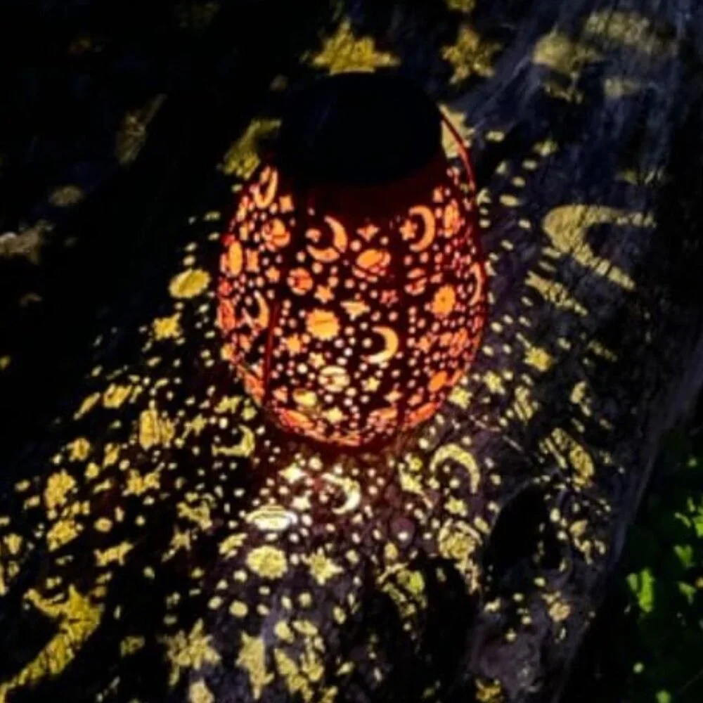 Solar LED Lantern Starry Outdoor Light Waterproof Hanging Metal Garden Decor